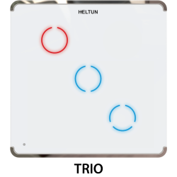 HE-TPS03-WW Touch Panel Switch, Z-Wave Plus v2 700-serien, 3 knapper, 2x indgange, 3x 5A udgange